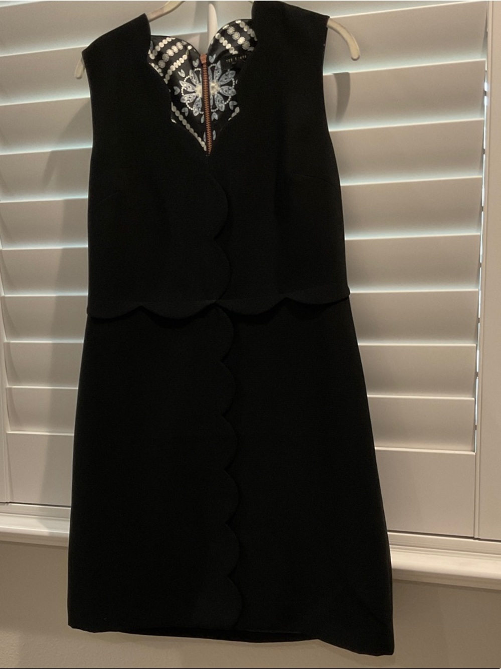 Ted Baker Black Scallop-Trim Sleeveless Mini Dress